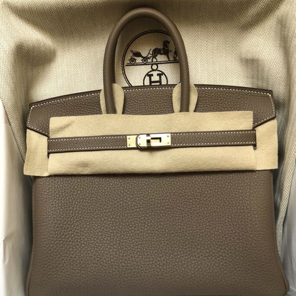 Hermès Birkin 25 Etoupe Togo Palladium Hardware PHW C Stamp 2018 - The French Hunter