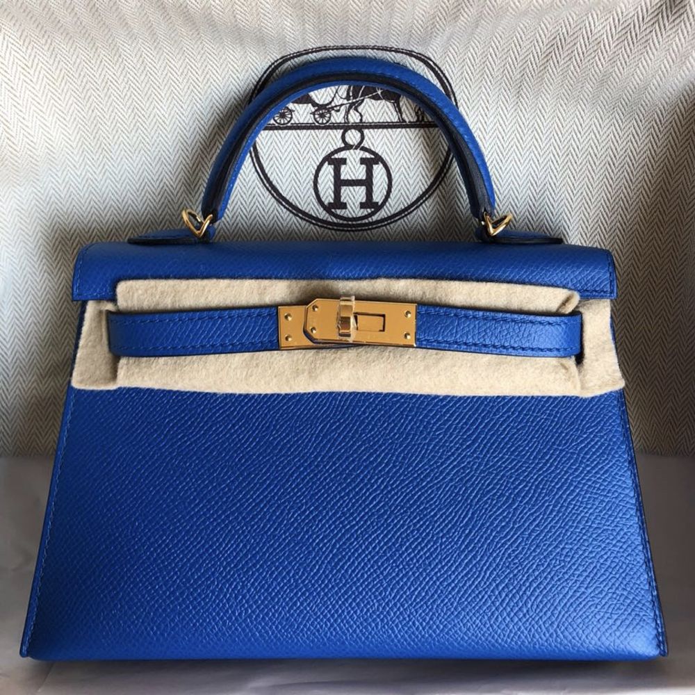 Hermès Kelly 20 Bleu Zellige Epsom Gold Hardware GHW C Stamp 2018 - The French Hunter