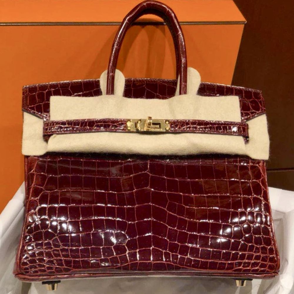 Hermès Birkin 25 Bourgogne Crocodile Niloticus Lisse Gold Hardware GHW C Stamp 2018 - The French Hunter