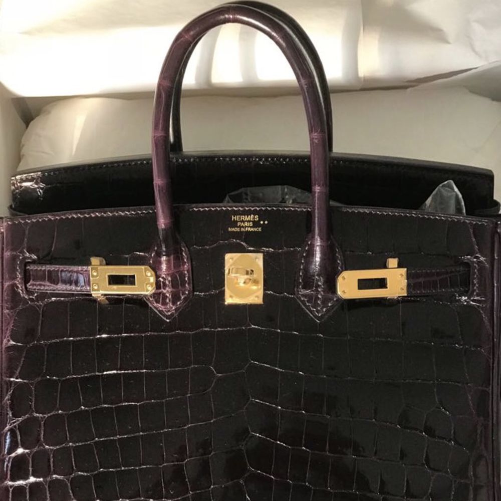 Hermès Birkin 25 Prunoir Crocodile Niloticus Lisse Gold Hardware GHW A Stamp 2017 - The French Hunter