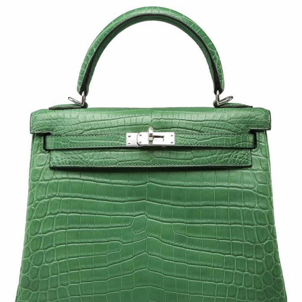 Hermès Kelly 25 Cactus Alligator Mississippi Matte Palladium Hardware PHW A Stamp 2017 - The French Hunter