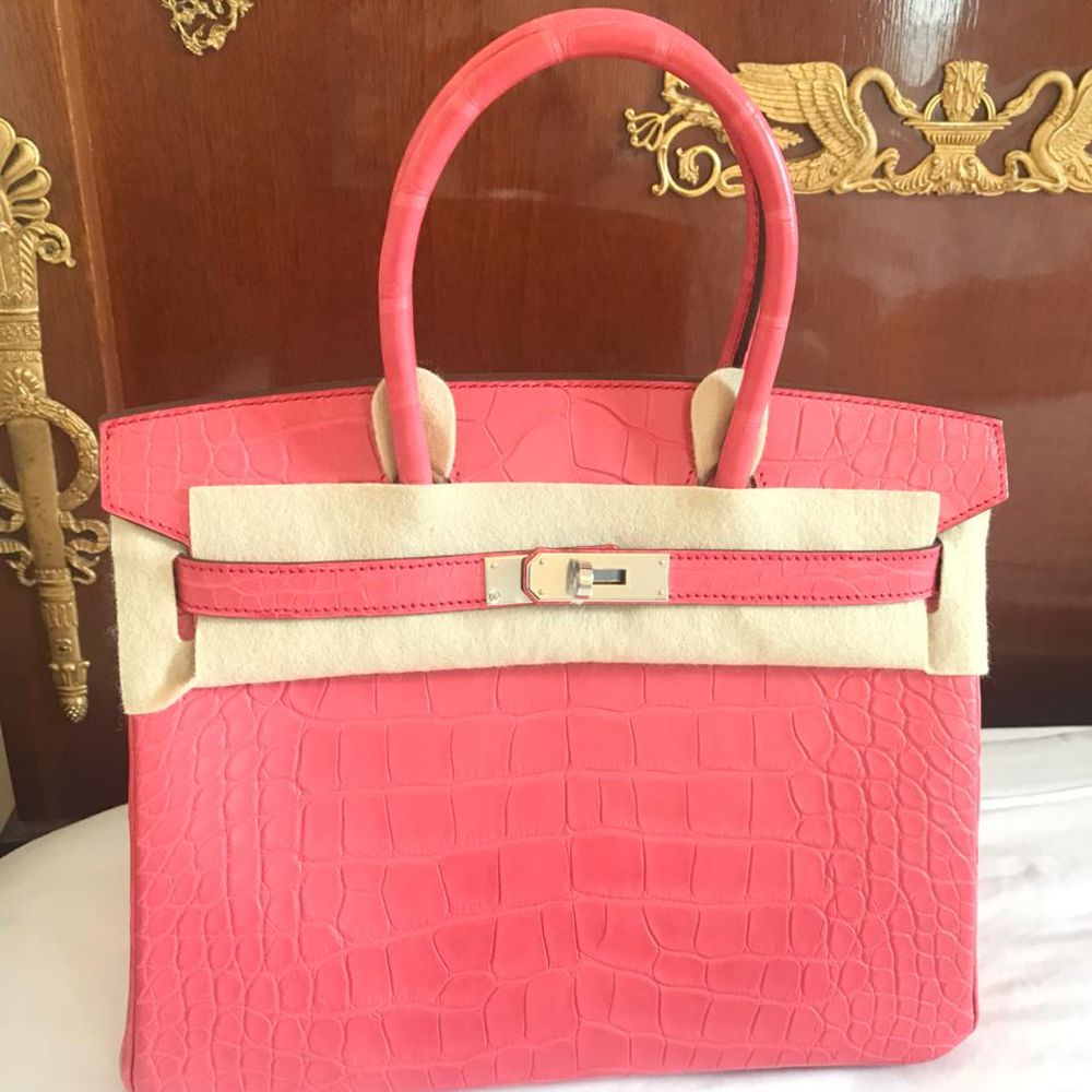 Hermès Birkin 30 Bougainvillier Alligator Mississippi Matte Palladium Hardware PHW C Stamp 2018 - The French Hunter