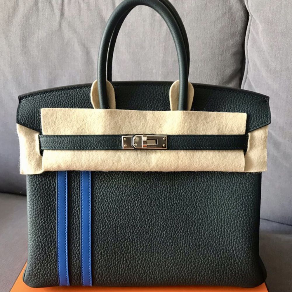 Hermès Birkin 30 Vert Cyprès/Bleu Zellige Togo Palladium Hardware PHW C Stamp 2018 - The French Hunter