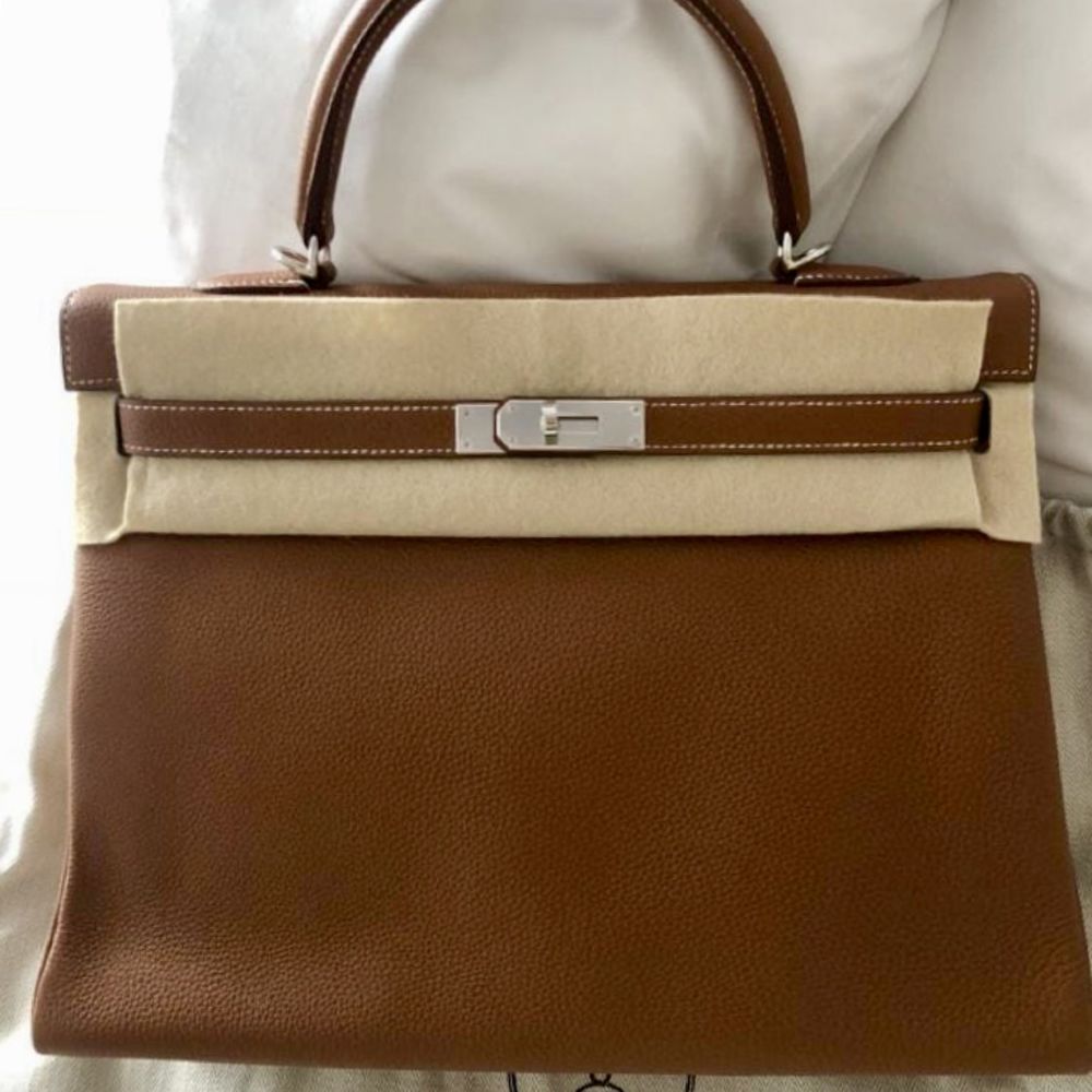 Hermès Kelly 35 Gold Togo Palladium Hardware PHW C Stamp 2018 - The French Hunter