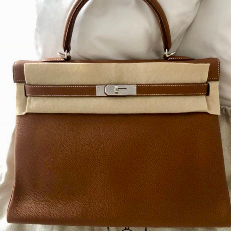 Hermès Kelly 35 Gold Togo Palladium Hardware PHW C Stamp 2018 - The French Hunter