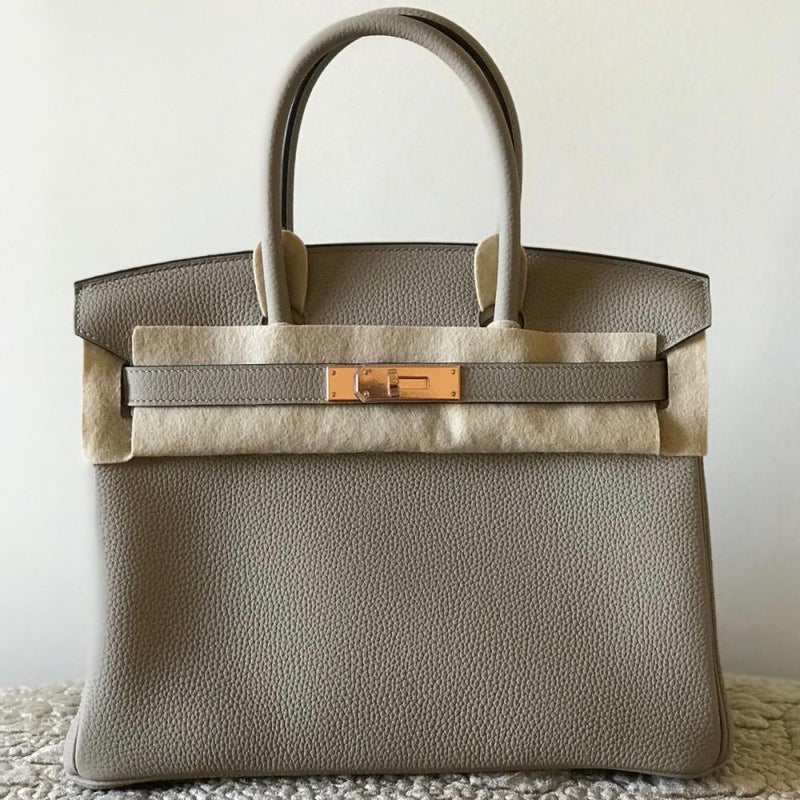 Hermès Birkin 30 Gris Tourterelle Togo Rose Gold Hardware RGHW C Stamp 2018 - The French Hunter