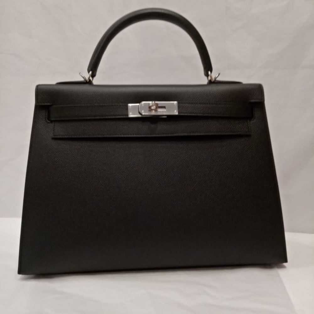 Hermes Kelly 32 bag Noir Epsom Palladium hardware