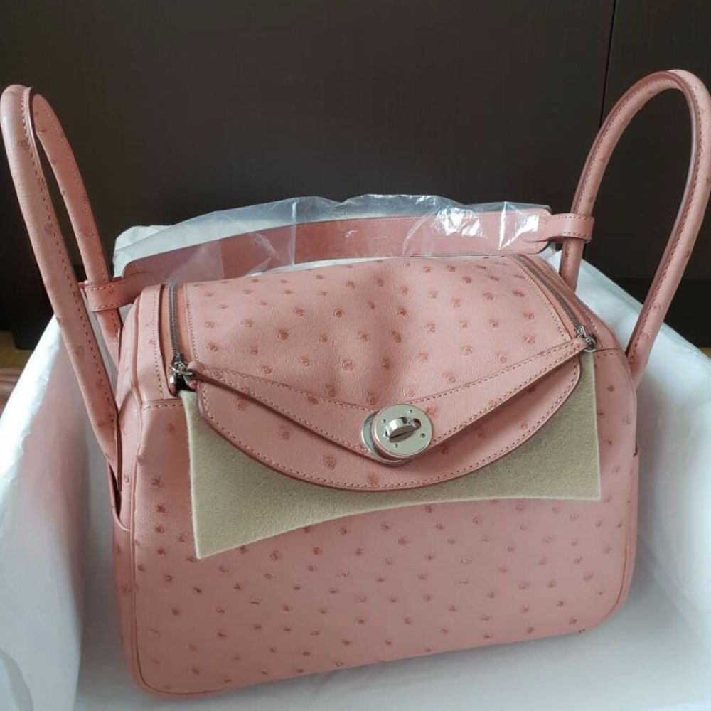 Hermès Lindy 26 Terre Cuite Ostrich Palladium Hardware PHW X Stamp 2016 - The French Hunter