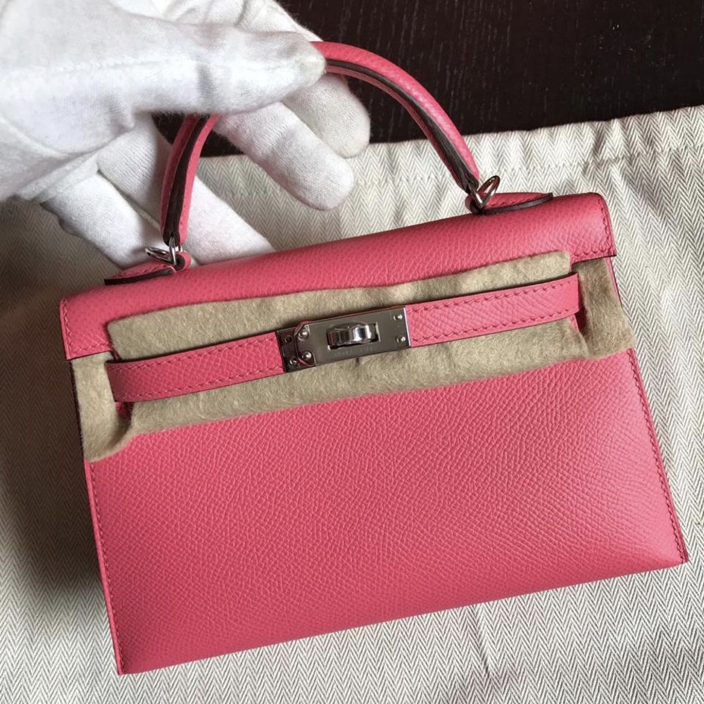 Hermès Kelly 20 Rose Azalee Sellier Epsom Palladium Hardware PHW C Stamp 2018 - The French Hunter