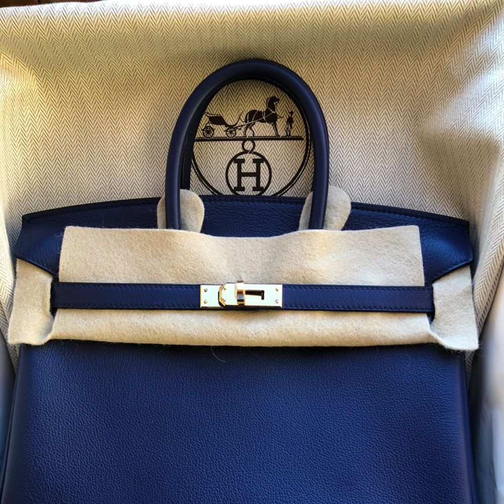 Hermès Birkin 25 Bleu Saphir Taurillon Novillo Gold Hardware GHW