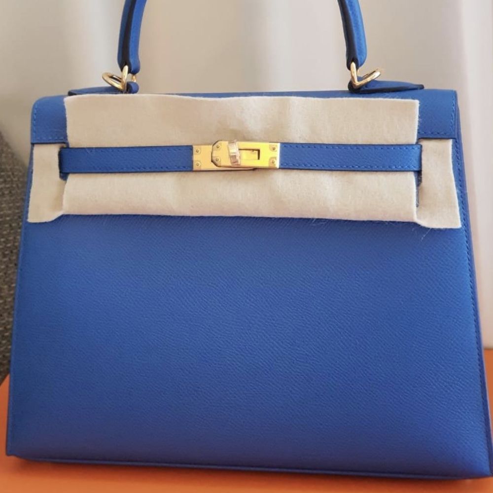 Hermès Kelly 25 Bleu Zellige Sellier Epsom Gold Hardware GHW C Stamp 2018 - The French Hunter