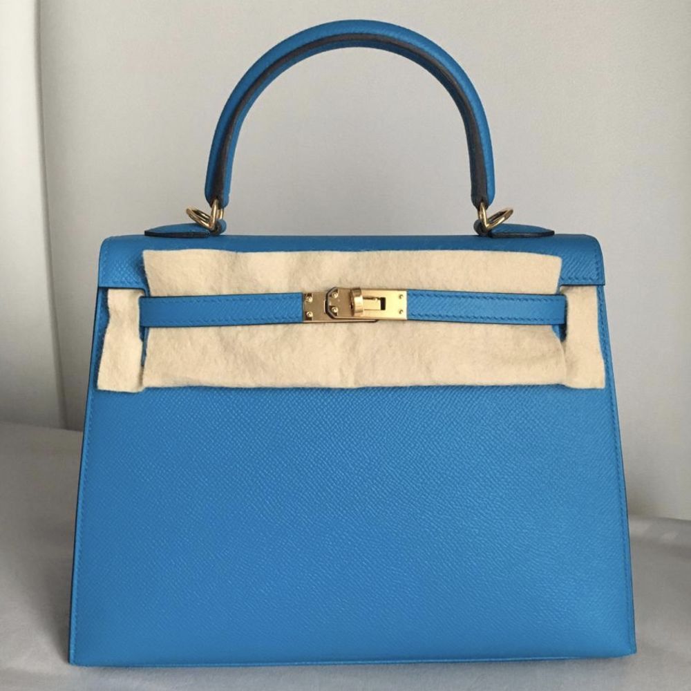 Hermès Kelly 25 Bleu Zanzibar Sellier Epsom Gold Hardware GHW C Stamp 2018 - The French Hunter