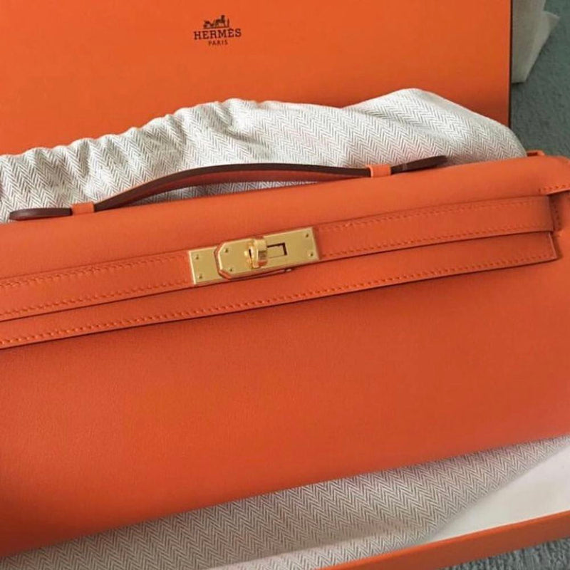 Hermès Kelly Cut Orange Swift Gold Hardware GHW X Stamp 2016 - The French Hunter