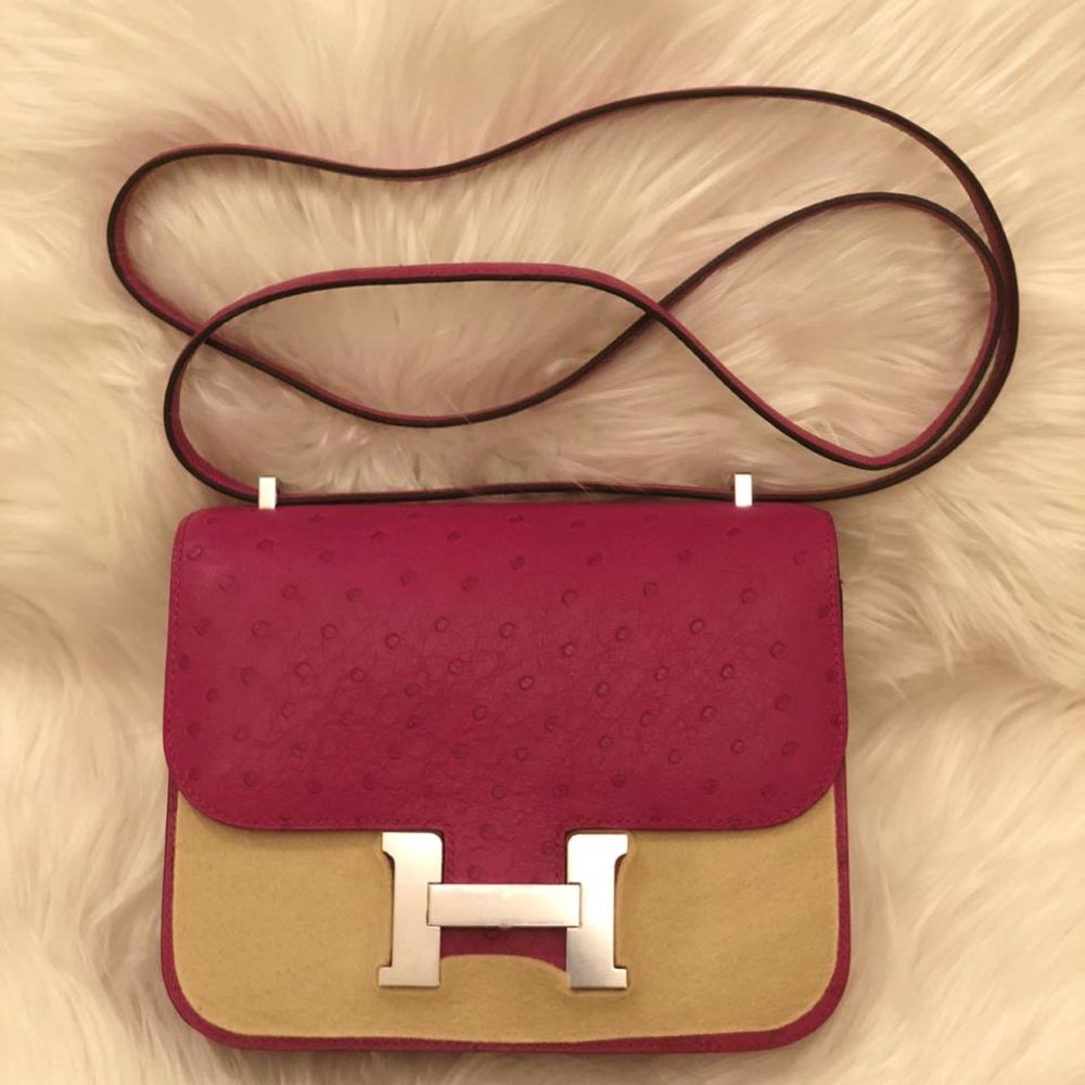Hermès Constance 18 Rose Pourpre Ostrich Palladium Hardware PHW C Stamp 2018 - The French Hunter