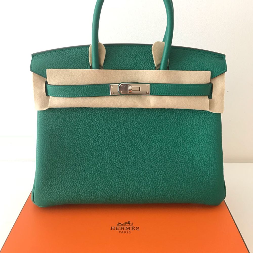Hermès Birkin 30 Vert Vertigo/Vert Fonce Taurillon Clemence Palladium Hardware PHW C Stamp 2018 - The French Hunter