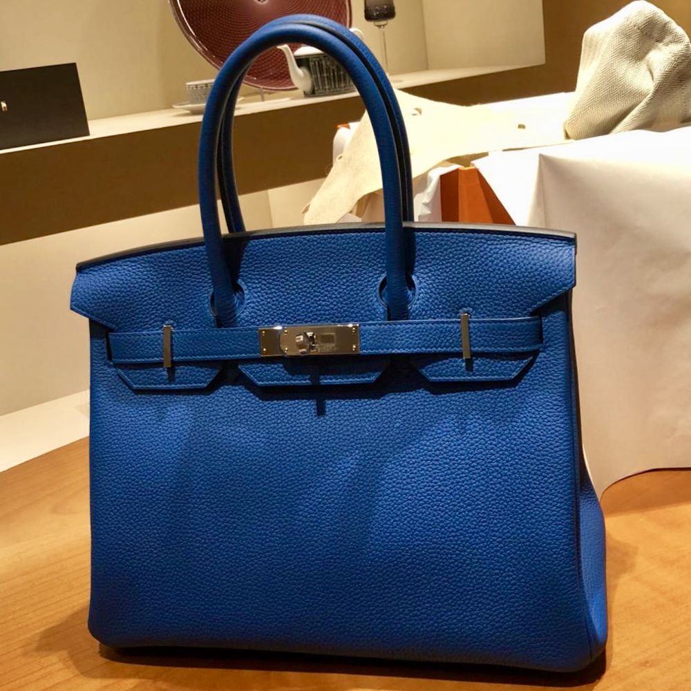 Hermes Birkin Bag 35cm Blue Zellige Togo Gold Hardware