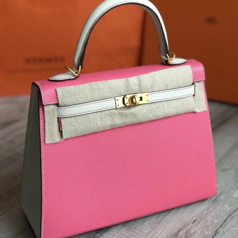 Hermès Kelly HSS 25 Rose Azalee/Craie Sellier Epsom Brushed Gold Hardware BGHW