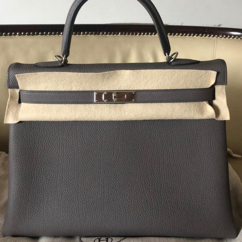Hermès Kelly 35 Gris Etain Togo Palladium Hardware PHW