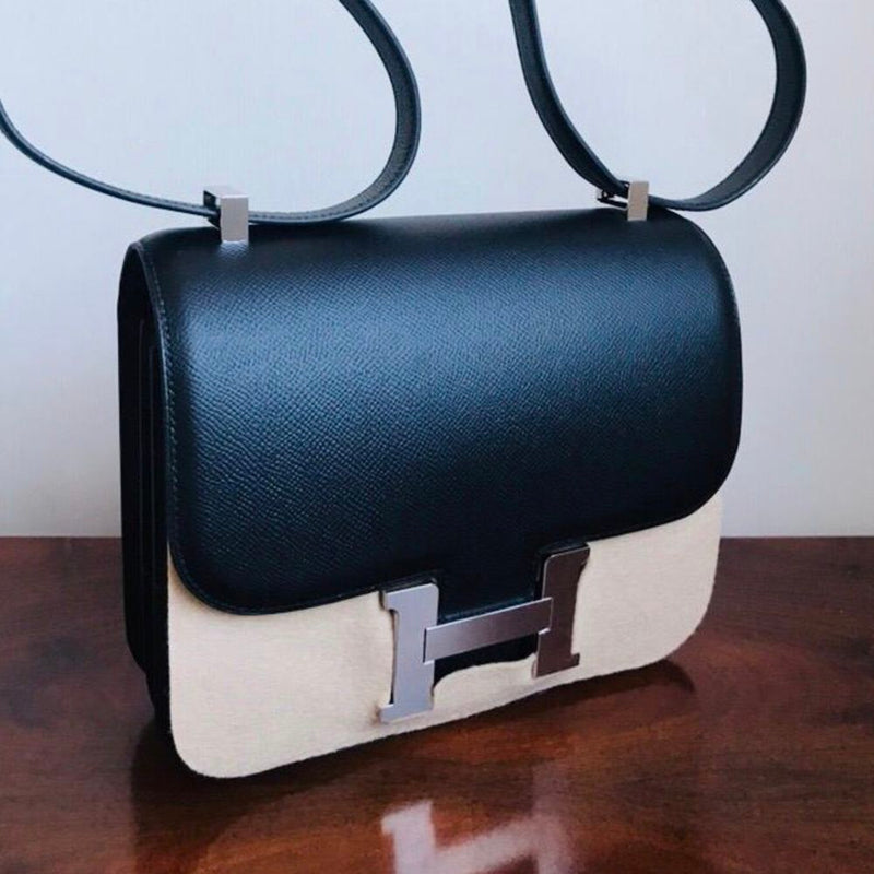 Hermès Constance 24 Noir (Black) Epsom Palladium Hardware PHW C Stamp 2018 - The French Hunter