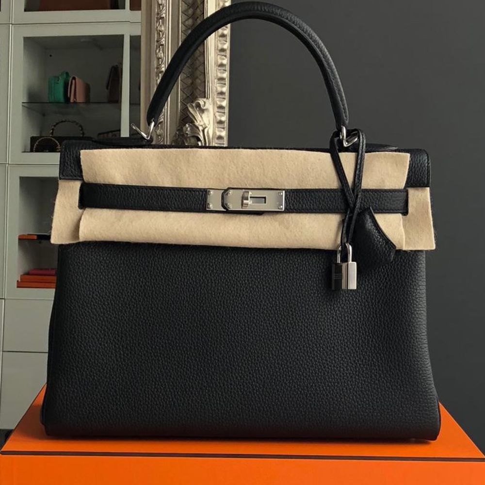 Kelly 32 leather handbag Hermès Black in Leather - 36662938