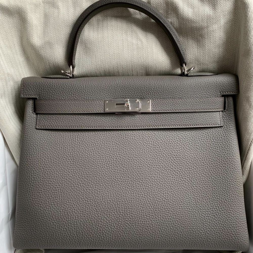 Hermes Birkin bag 25 Etain Togo leather Silver hardware