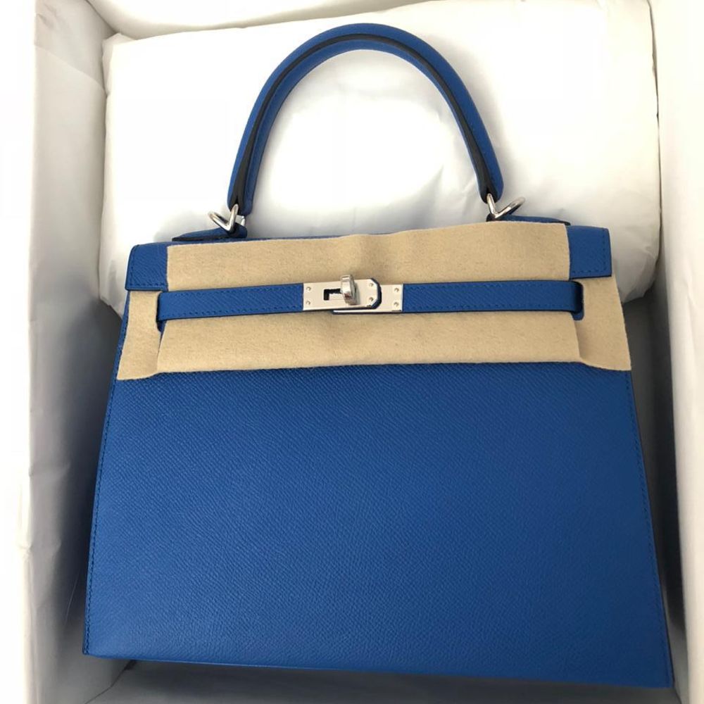 Hermès Kelly 25 Bleu Zellige Sellier Epsom Palladium Hardware PHW