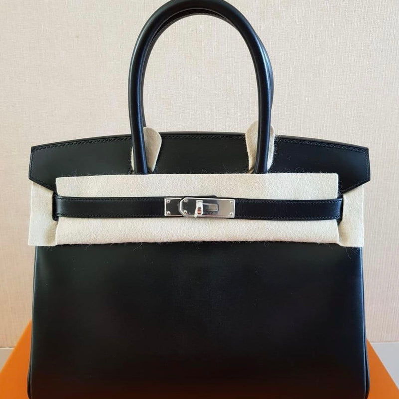Hermès Birkin 30 Noir (Black) Box Palladium Hardware PHW C Stamp 2018 - The French Hunter