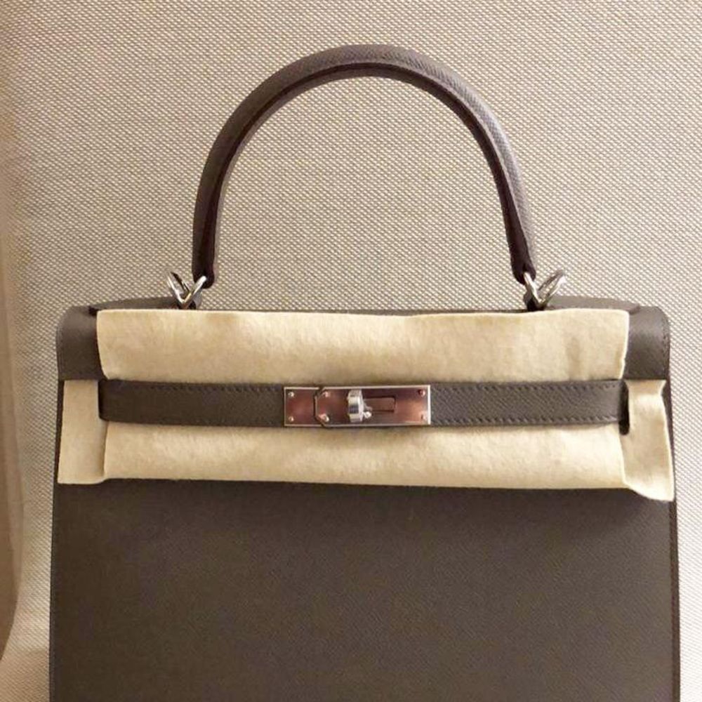 Hermès Kelly 28 Gris Etain Sellier Epsom Palladium Hardware PHW