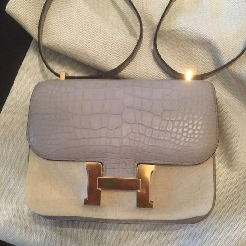 Hermès Constance 18 Gris Perle Alligator Mississippi Matte Gold Hardware GHW