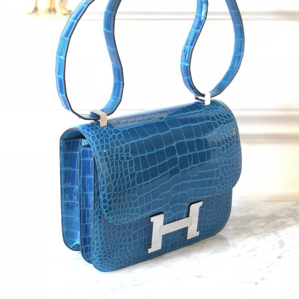 Hermès Constance 24 Bleu Izmir Alligator Mississippi Lisse Palladium Hardware PHW
