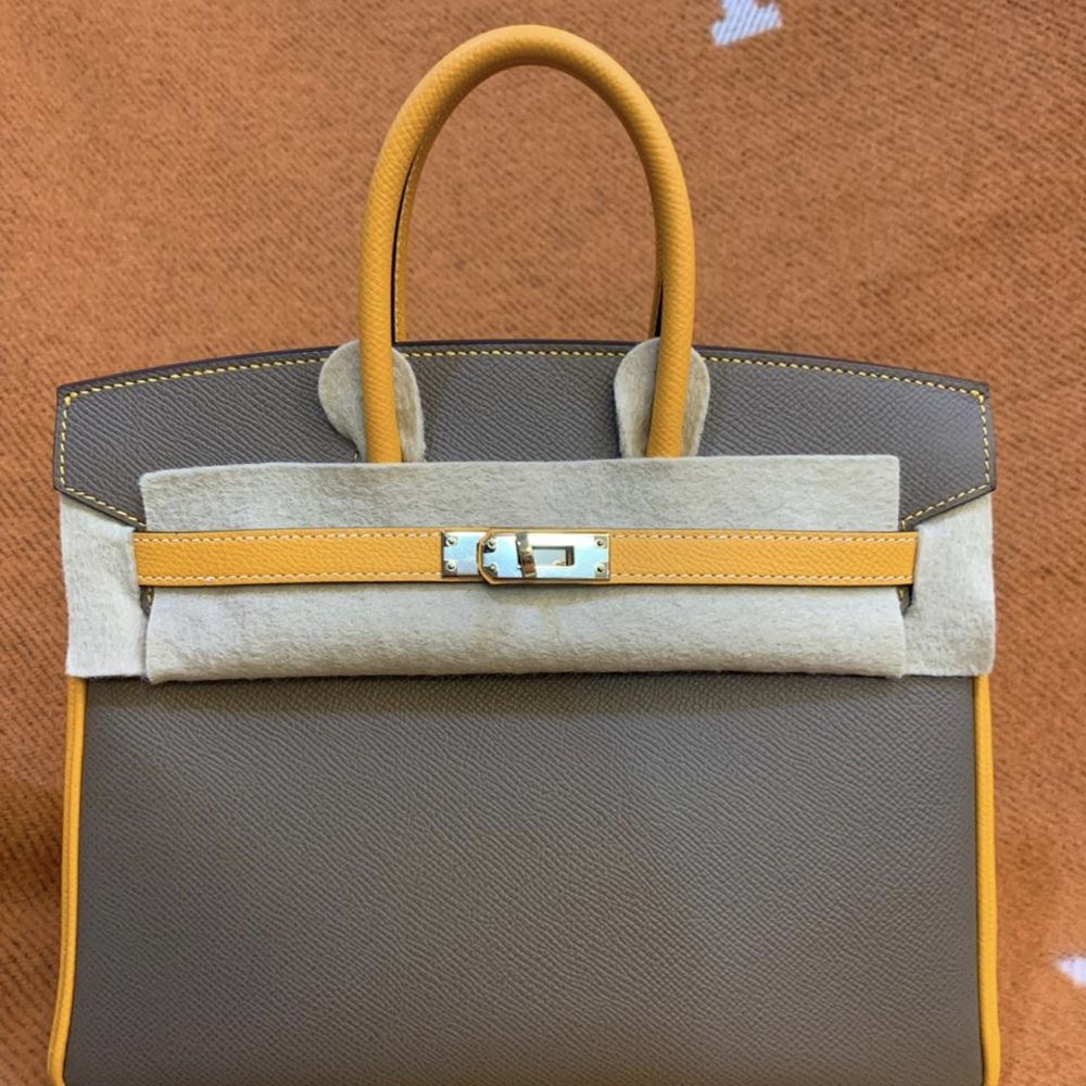 Hermès Birkin HSS 25 Etoupe/Jaune d'Or Epsom Permabrass Hardware PER