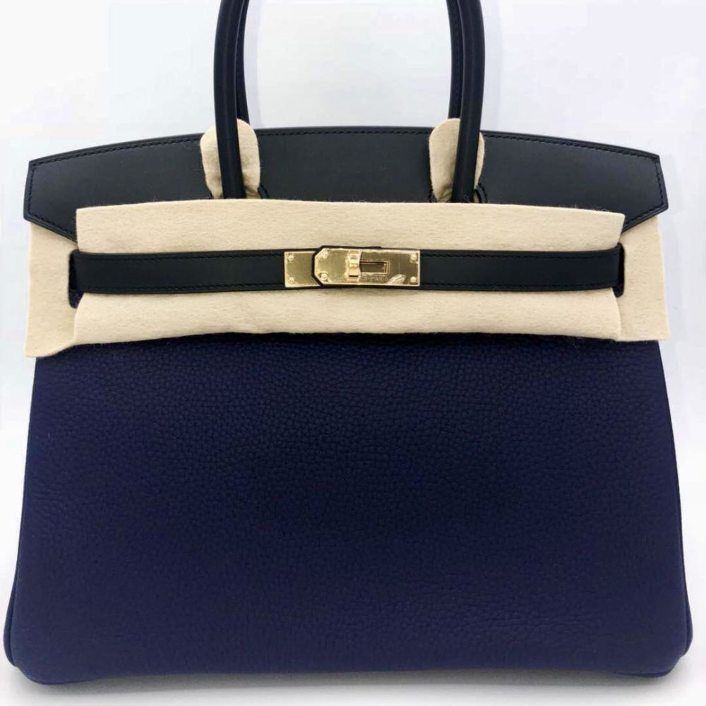 Hermès Birkin Limited Edition 30 Bleu Encre/Bleu Obscur Touch Sombrero Taurillon Clemence Gold Hardware GHW