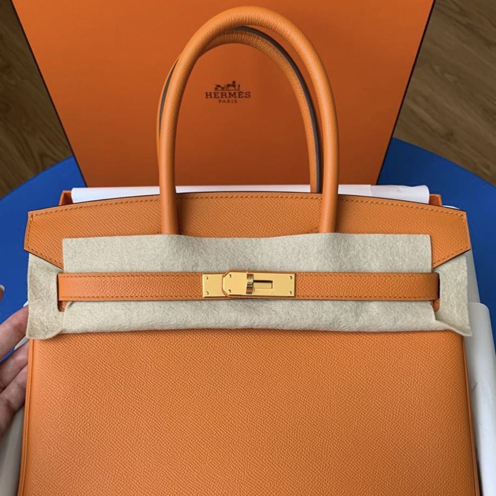 Hermes Birkin 30 Gold Veau Togo Leather GHW Handbag Purse in Box