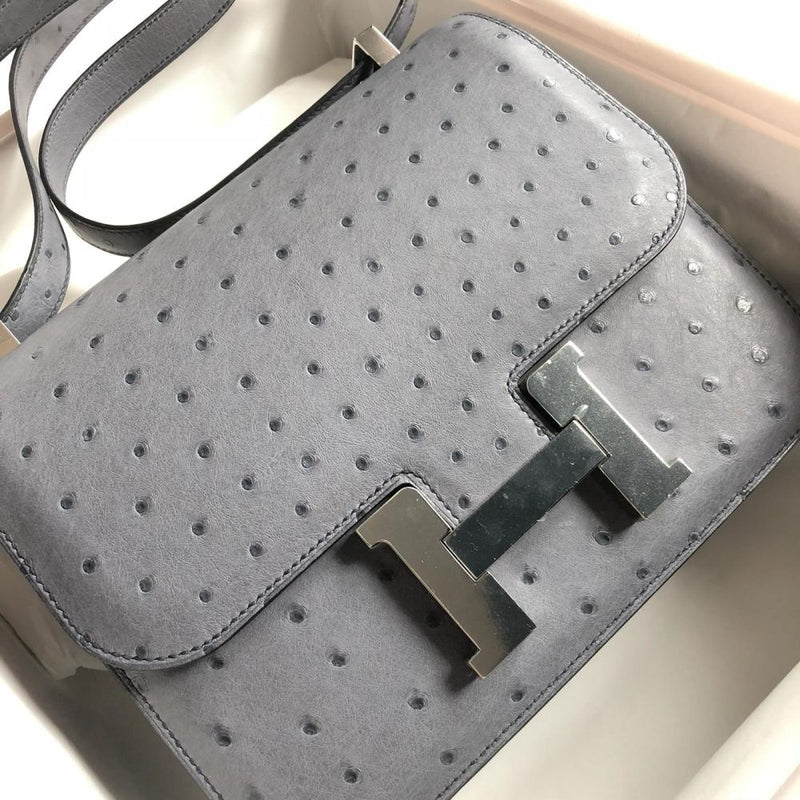 Hermès Constance 24 Gris Agate Ostrich Palladium Hardware PHW