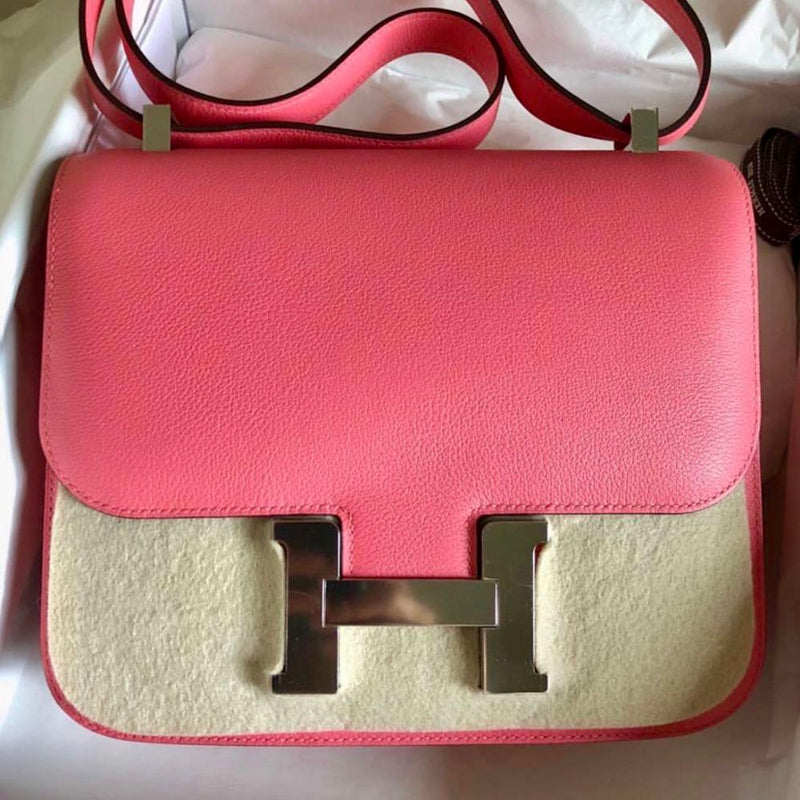 Hermès Constance 24 Rose Azalee Evercolor Palladium Hardware PHW