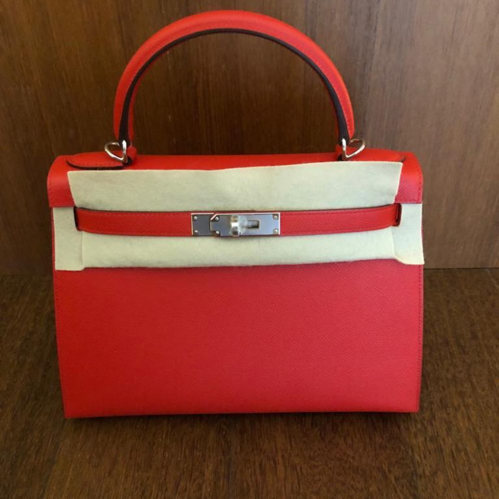 Hermès Kelly 28 Rouge de Coeur Sellier Epsom Palladium Hardware PHW