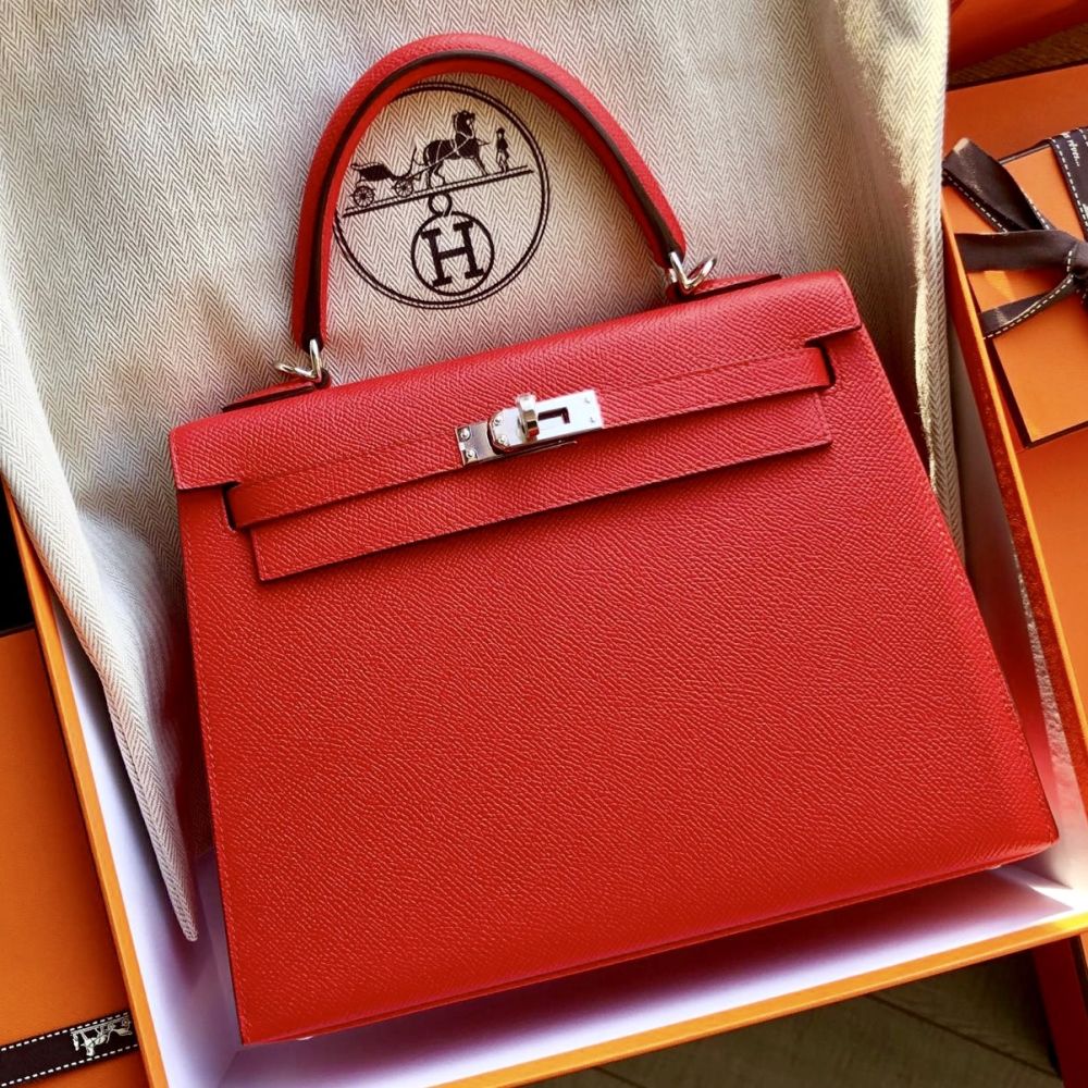 Hermès Kelly 25 Rouge de Coeur Sellier Epsom Palladium Hardware PHW