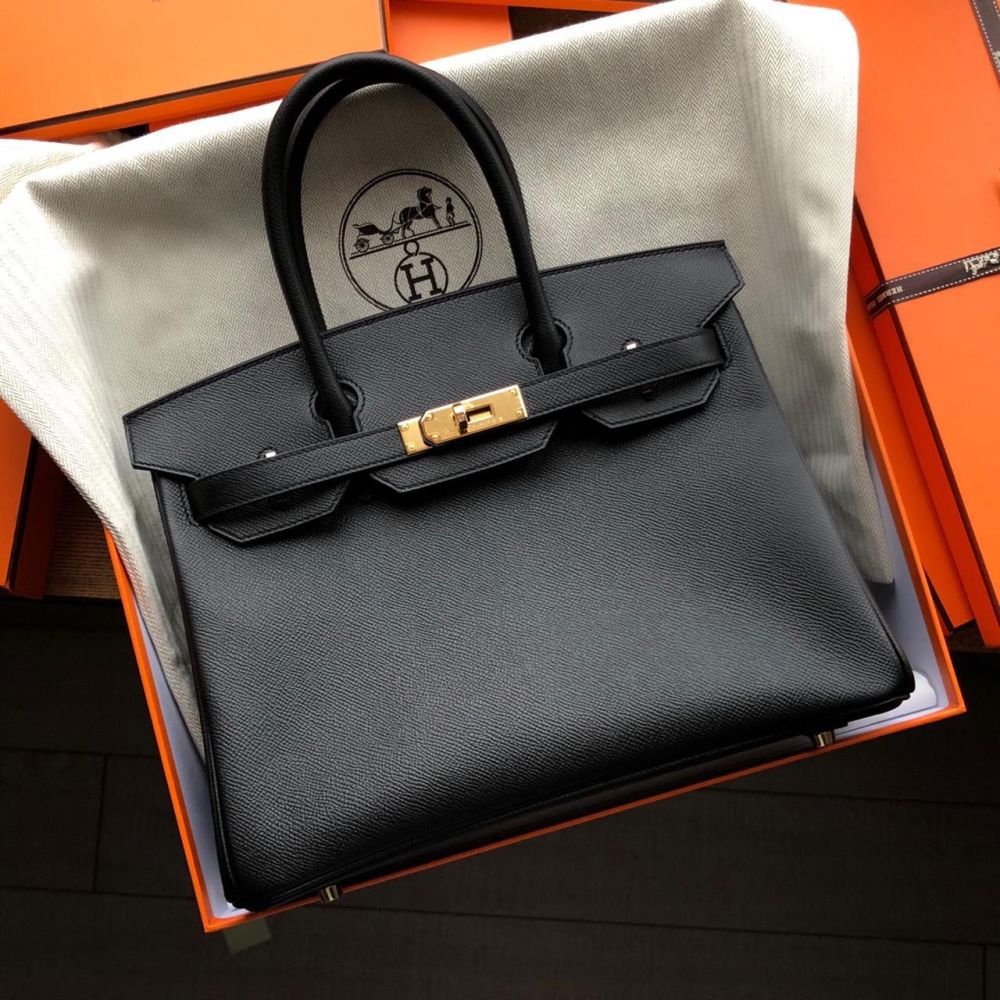 Hermès Birkin 30 Noir (Black) Epsom Gold Hardware GHW
