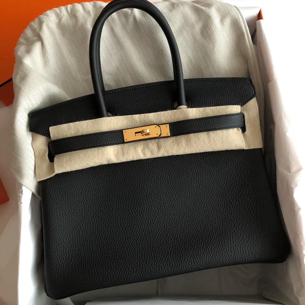 Hermès Birkin 30 Noir (Black) Togo Gold Hardware GHW