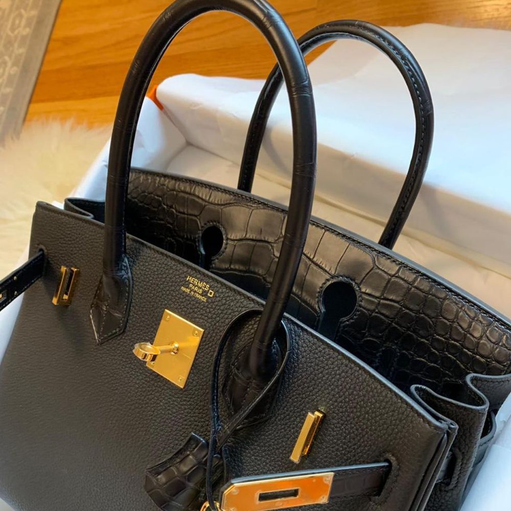 Hermes Touch Birkin Bag Grey Togo with Matte Alligator with Gold Hardware  30 Gray 2254821