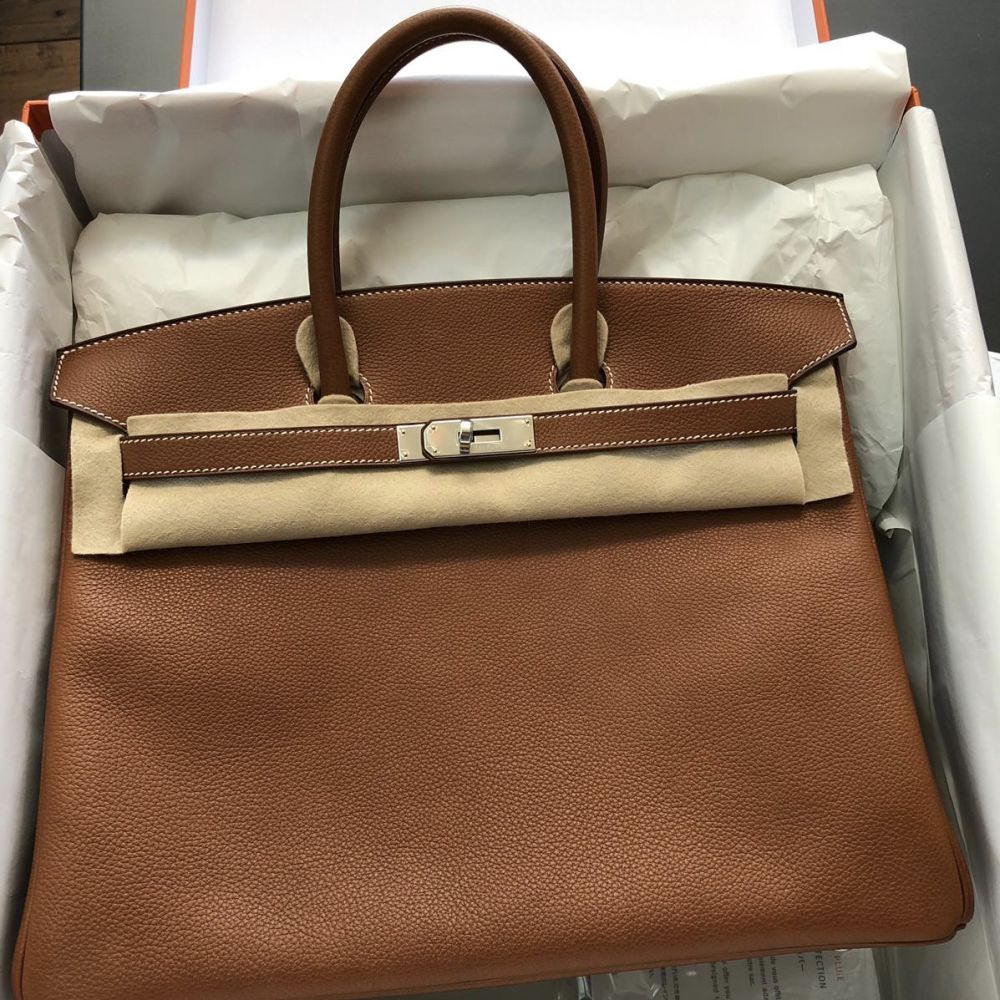 Hermès Birkin 35 Fauve Barenia Faubourg Palladium Hardware PHW