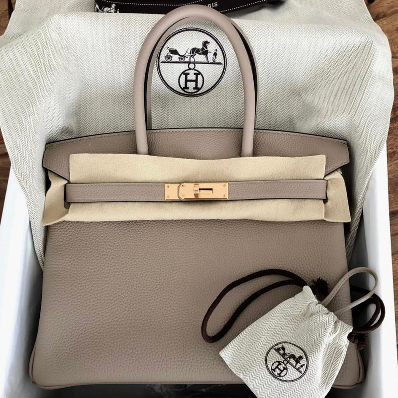 Hermès Birkin 30 Gris Tourterelle Togo Rose Gold Hardware RGHW