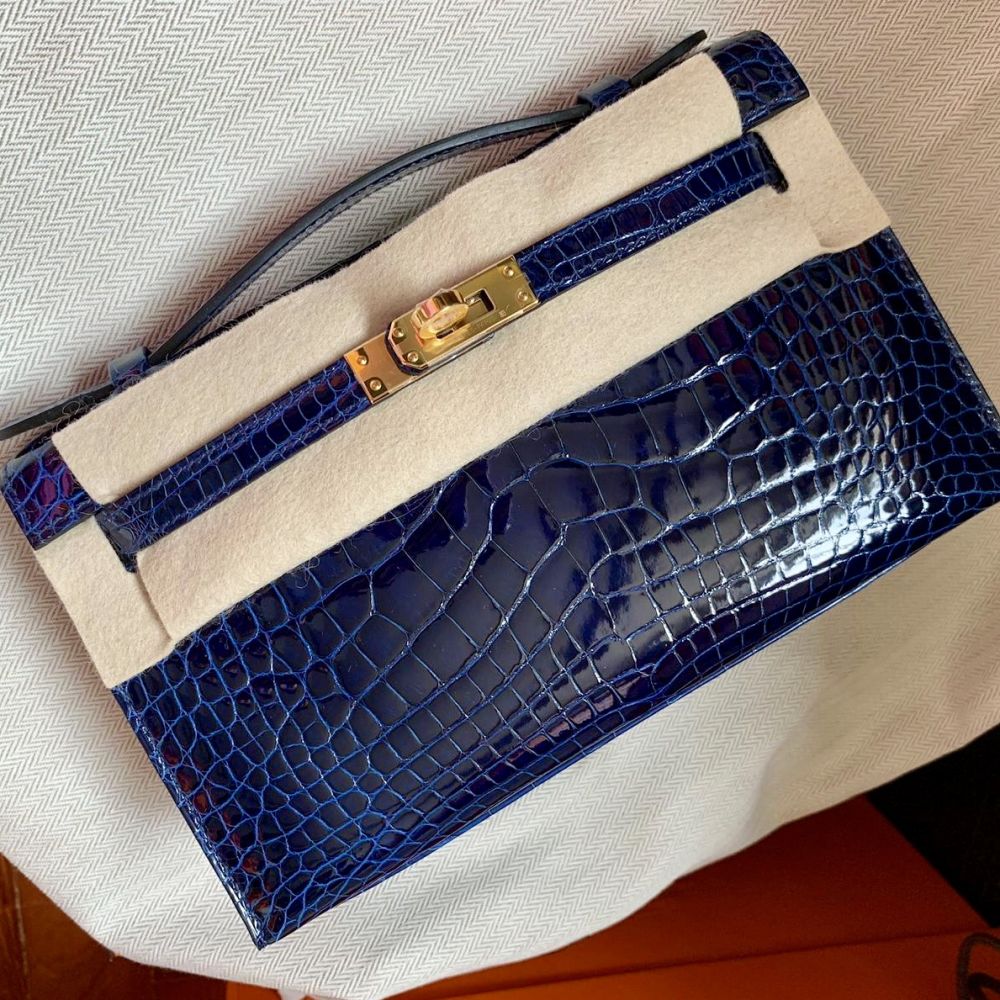 Hermès Kelly 20 Bleu Saphir Sellier Alligator Mississippi Lisse