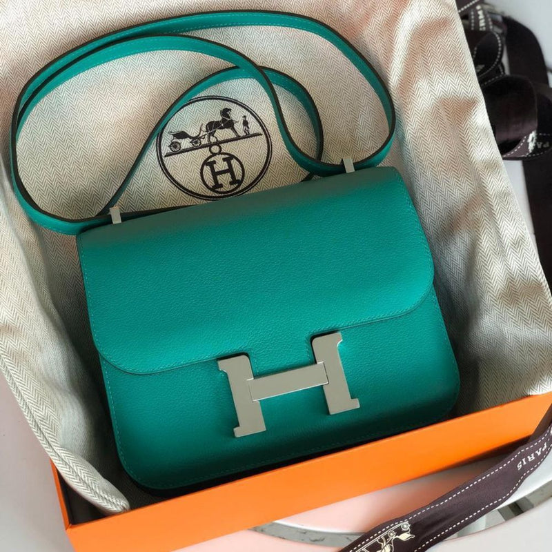 Hermès Constance 18 Vert Verone Evercolor Palladium Hardware PHW