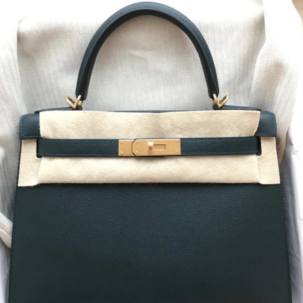 Hermès Kelly 28 Vert Cyprès Sellier Epsom Gold Hardware GHW