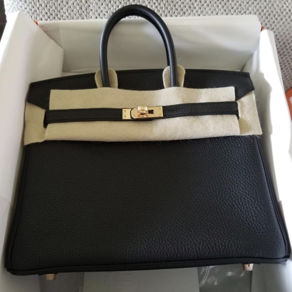 Hermès Birkin 25 Noir (Black) Togo Gold Hardware GHW
