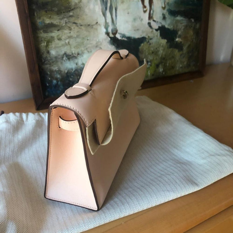 Hermès Kelly Pochette Rose Eglantine Swift Palladium Hardware PHW