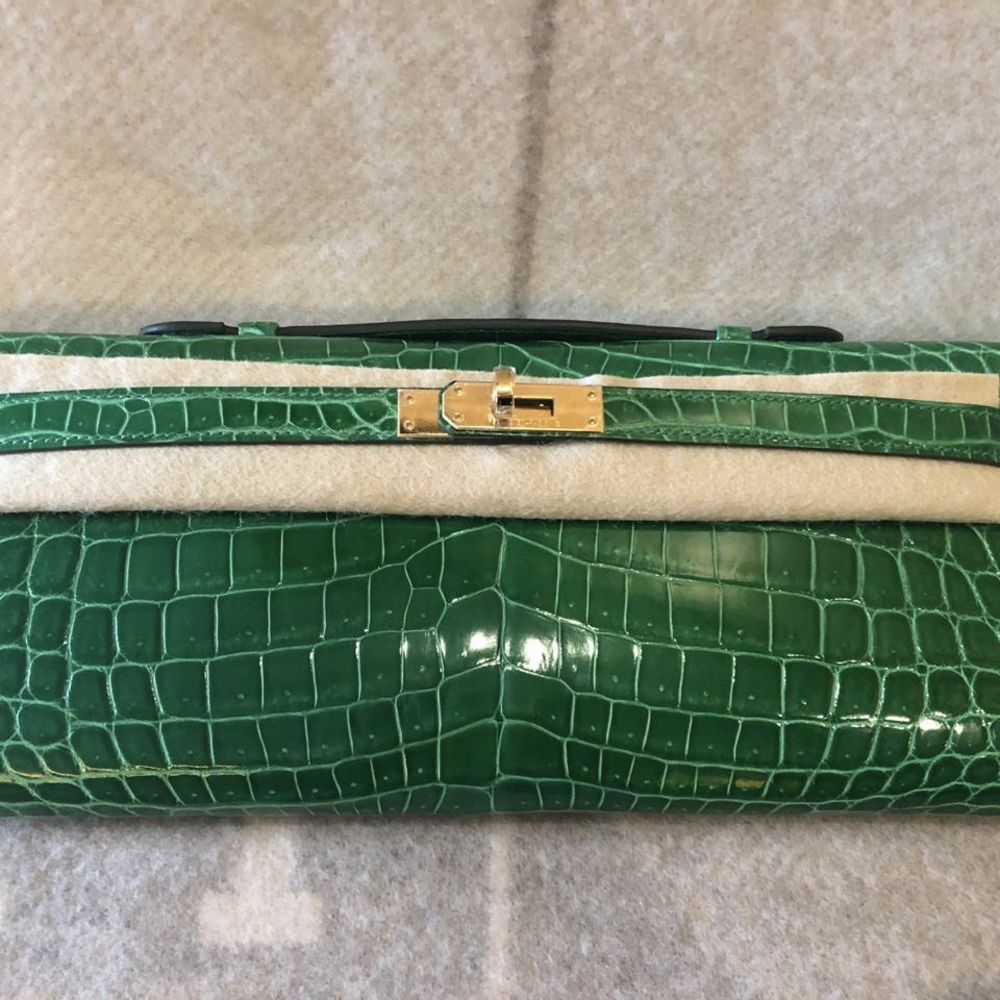 Hermès Kelly Cut Cactus Crocodile Niloticus Lisse Gold Hardware GHW