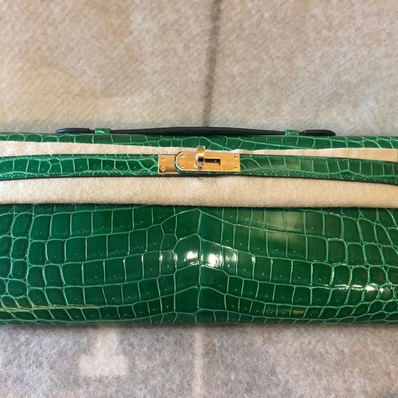 Hermès Kelly Cut Cactus Crocodile Niloticus Lisse Gold Hardware GHW