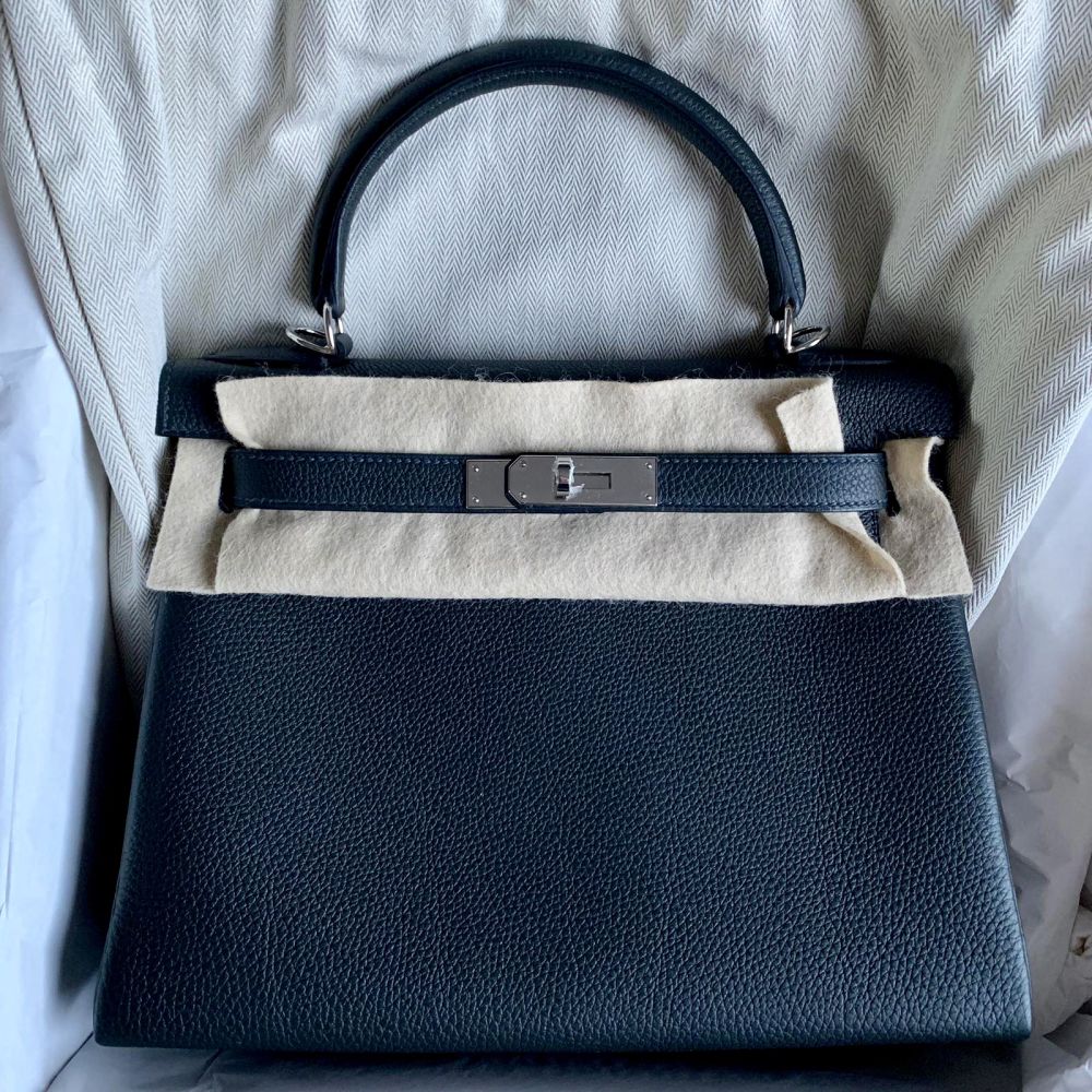 Hermès Kelly 28 Bleu Ocean Togo Palladium Hardware PHW